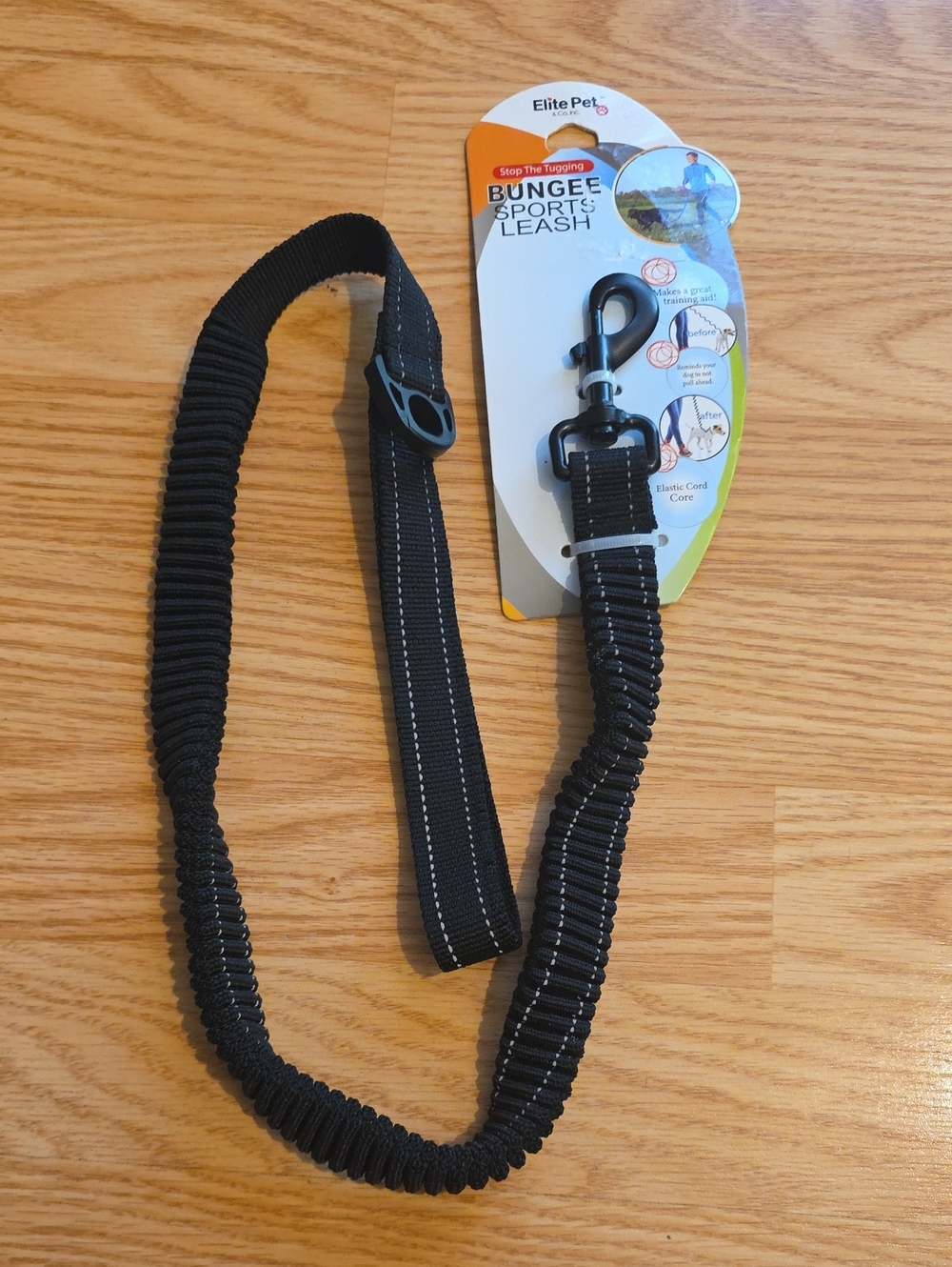 Black Bungee Sports Dog Leash - Shock Absorbing Control